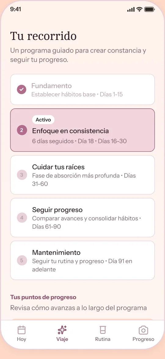 Pantalla: Ve en qué fase vas